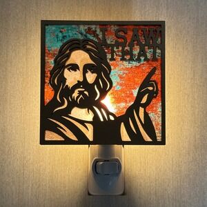 Jesus I Saw That Funny Night Light‎ Laser Cut Wood Religious Meme Decor Handmade